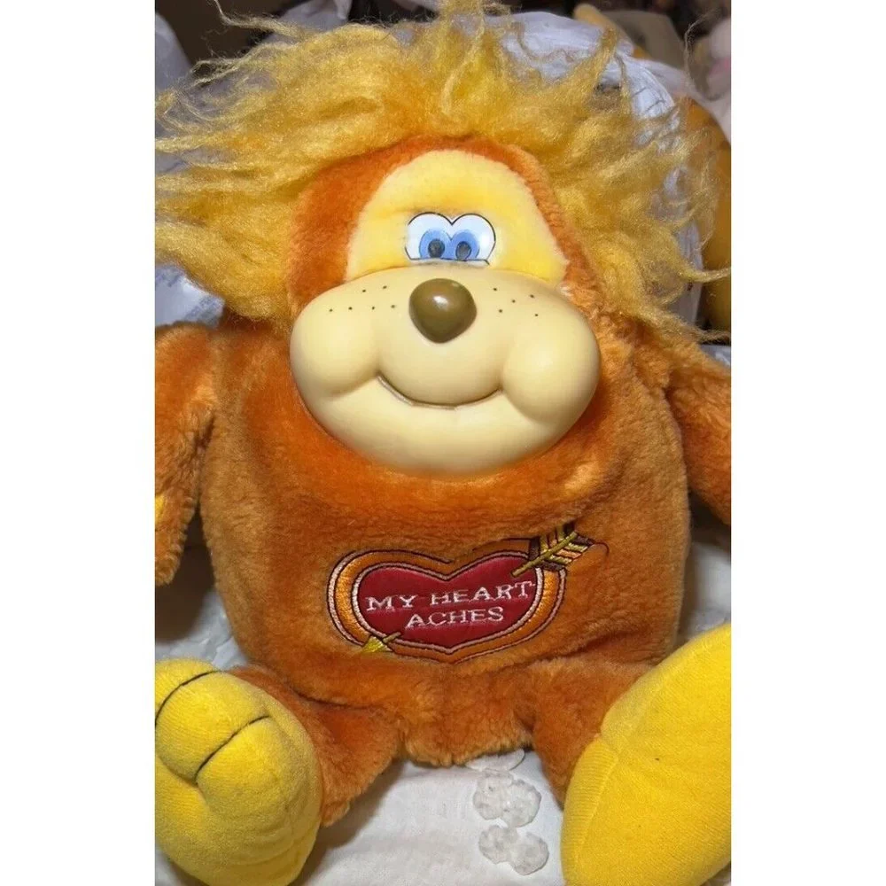 Vintage 1985‎ Animal Toy Imports Orange Rubber Face Plush Stuffed Animal Rare